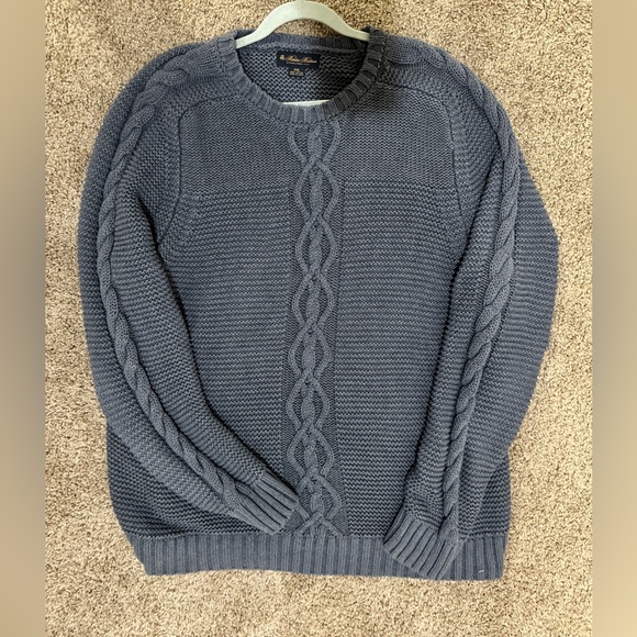 Brooks Brothers Men's Gray Cable Knit Crewneck Sweater - Picture 1 of 2